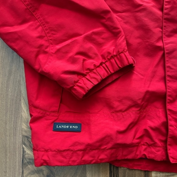 Lands' End Men’s Red Hooded Jacket - Picture 2 of 7
